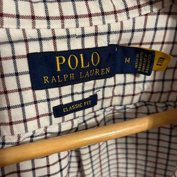 Polo Ralph Lauren Red and Blue Tattersall Oxford - Men's Medium - Classic Fit - Picture 3 of 6